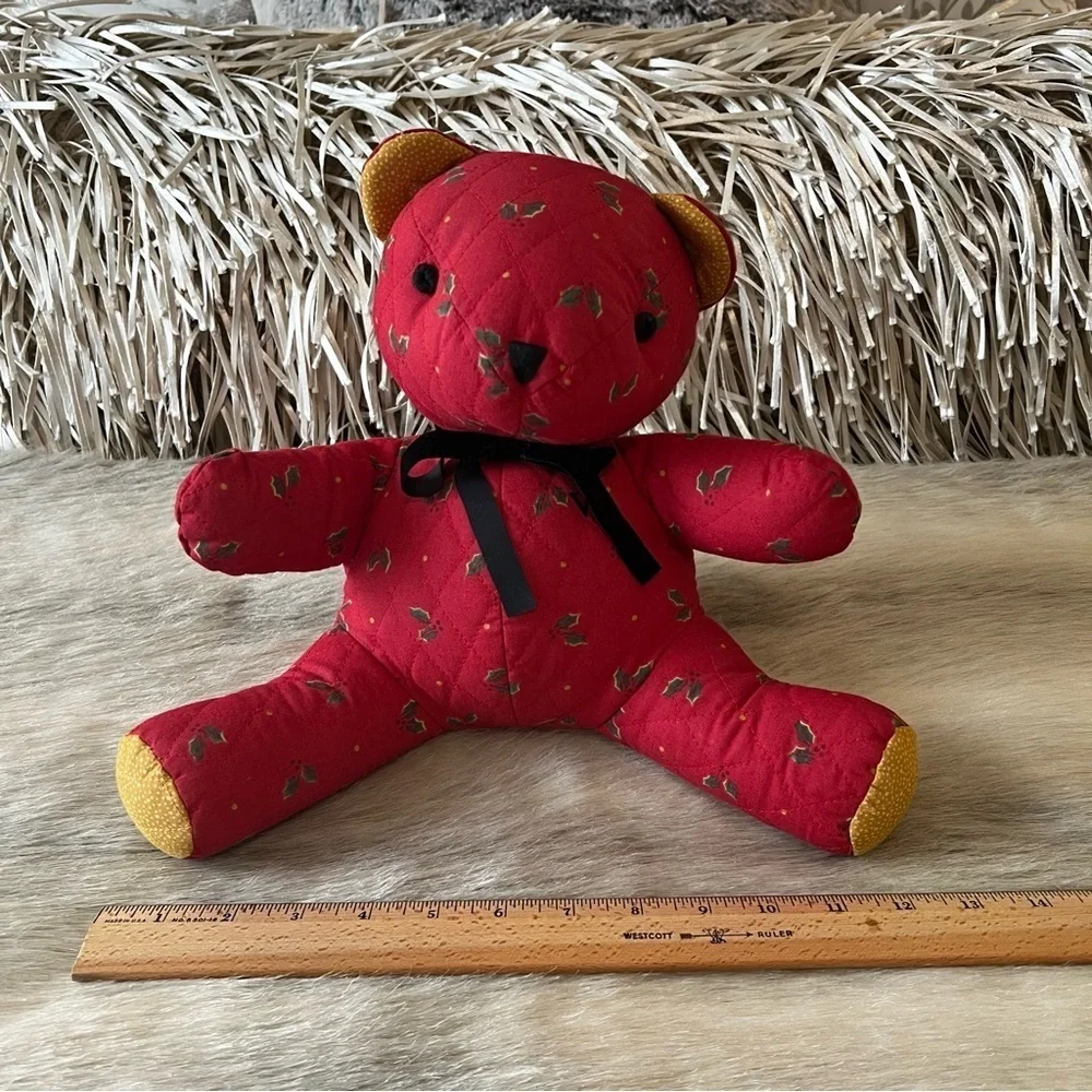 Vintage VERA BRADLEY Noah Holiday 1998 Plush Bear 10” Red Green Holly Christmas